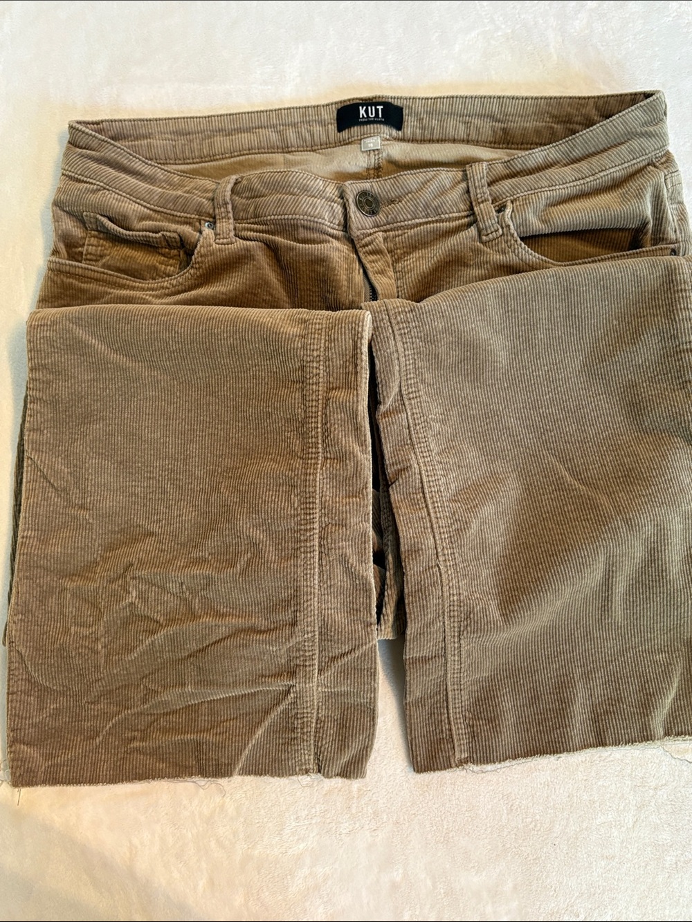 Kut from the Kloth Kelsey Ankle Flare Tan  Corduroy Trousers Size 16 - Picture 8 of 10